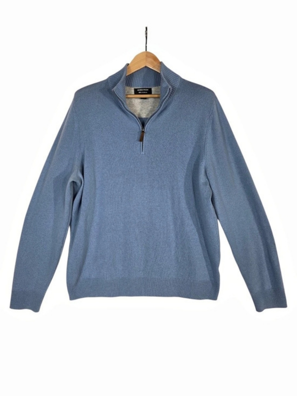 Nordstrom Cashmere Quarter-Zip Sweater Blue Large